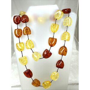 Faux Amber & Yellow Resin Chunky Necklace